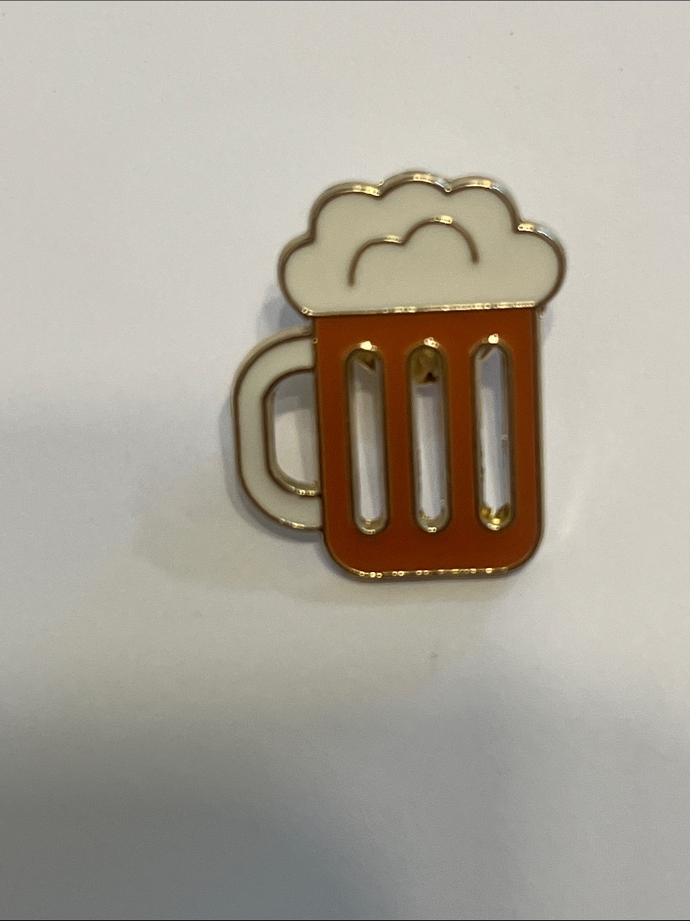 Beer Mug Enamel Pin in Orange and Cream